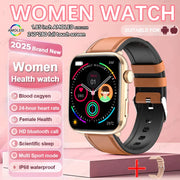 nuove donne uomini AI Smart diagnosi orologio HRV PPG pressione sanguigna - Gold Leather - immagine 16