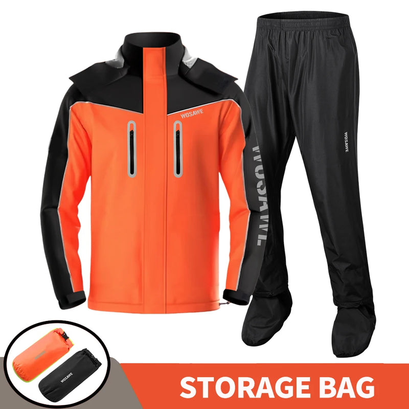 WOSAWE Tuta da pioggia Giacca impermeabile divisa moto Pantaloni antipioggia - ME224-O-BH111 Black EU S (ASIA M) - immagine 3