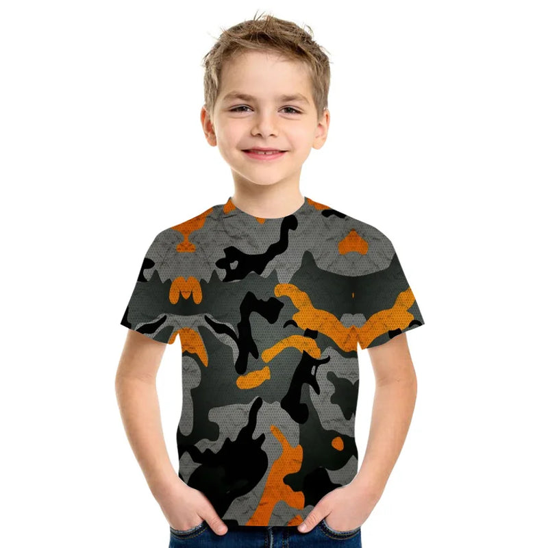 Abbigliamento per bambini Camouflage Colore Stampa 3D T-shirt Ragazzi Ragazze 2-10 - immagine 10