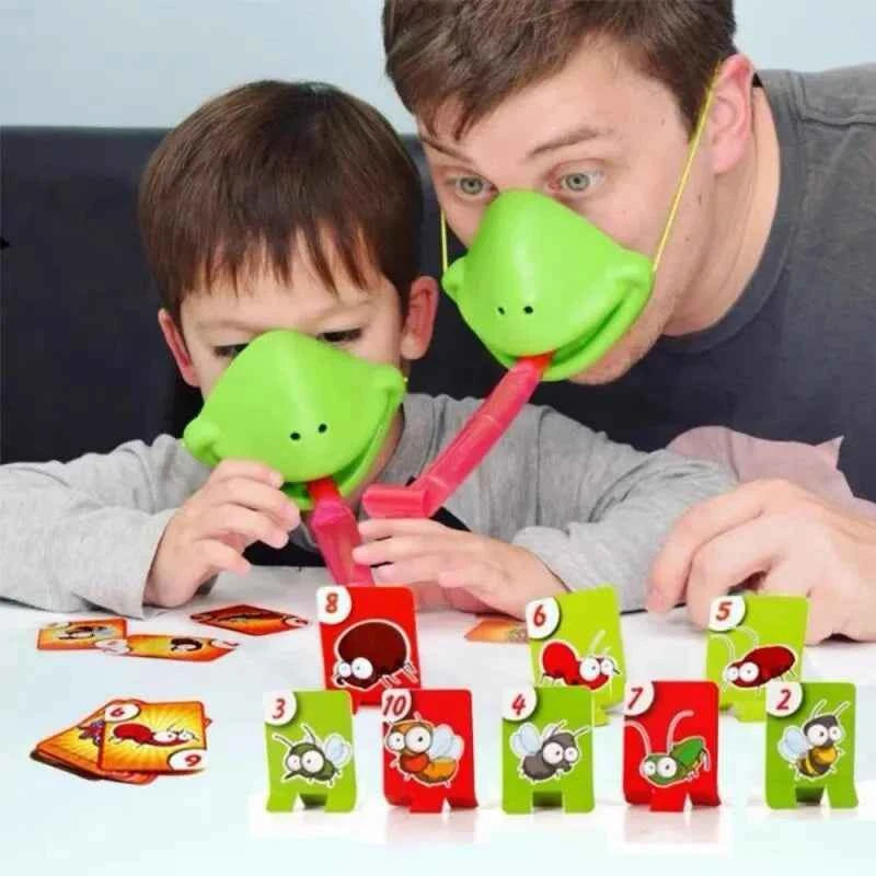 Divertente lucertole maschera giocattolo rana lingua che attacca TikTok stesso gioco di carte per due giocatori giocattoli interattivi da tavolo giochi per feste genitore-figlio