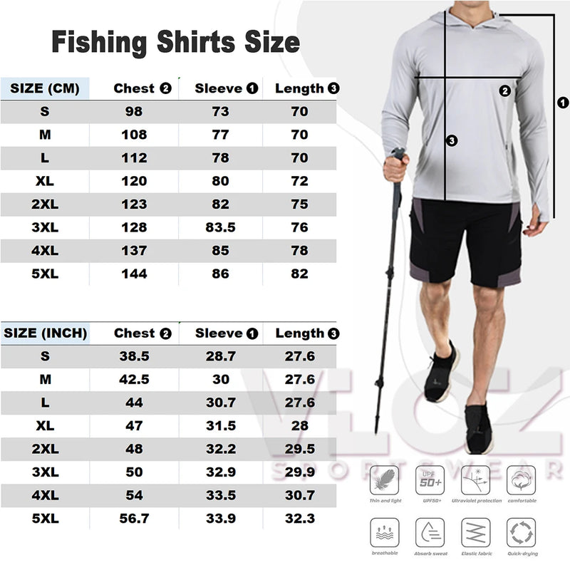 Abbigliamento da pesca Maschera a maniche lunghe uomo mimetica Camicie con cappuccio - immagine 6