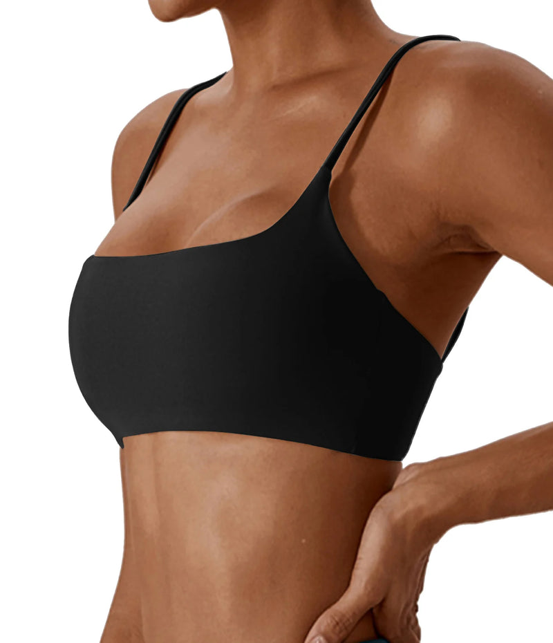 Reggiseno sportivo incrociato sul retro in tessuto super morbido fitness top - Black S - immagine 4