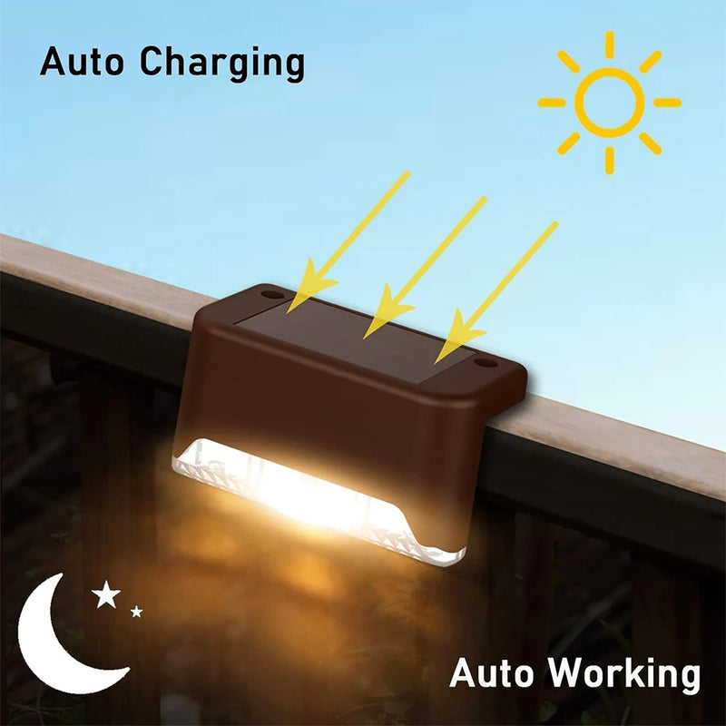 Lampada da gradino solare a LED bianca calda, luci da giardino per esterni, decorazione per balcone impermeabile, per recinzione per scale da patio