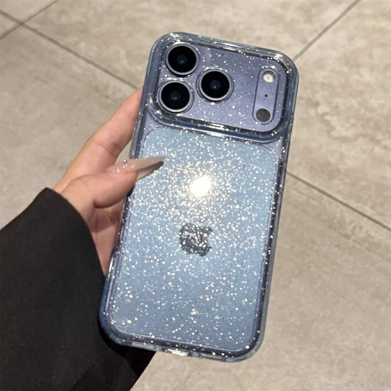 Custodia per telefono trasparente in silicone con glitter bling di lusso per iPhone 17 Air 16 15 14 Plus 13 12 17 Pro Max 17Pro Cover morbida trasparente in TPU
