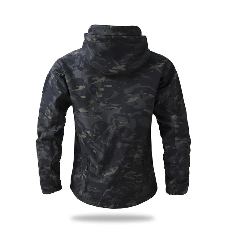giacca tattica Soft Shell da uomo in pile invernale con cappuccio cappotto caccia - immagine 2