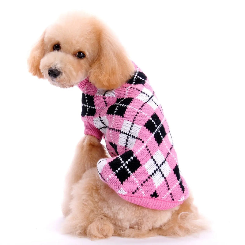Maglione a rombi per cani lavorato maglia all'uncinetto cagnolino - immagine 2