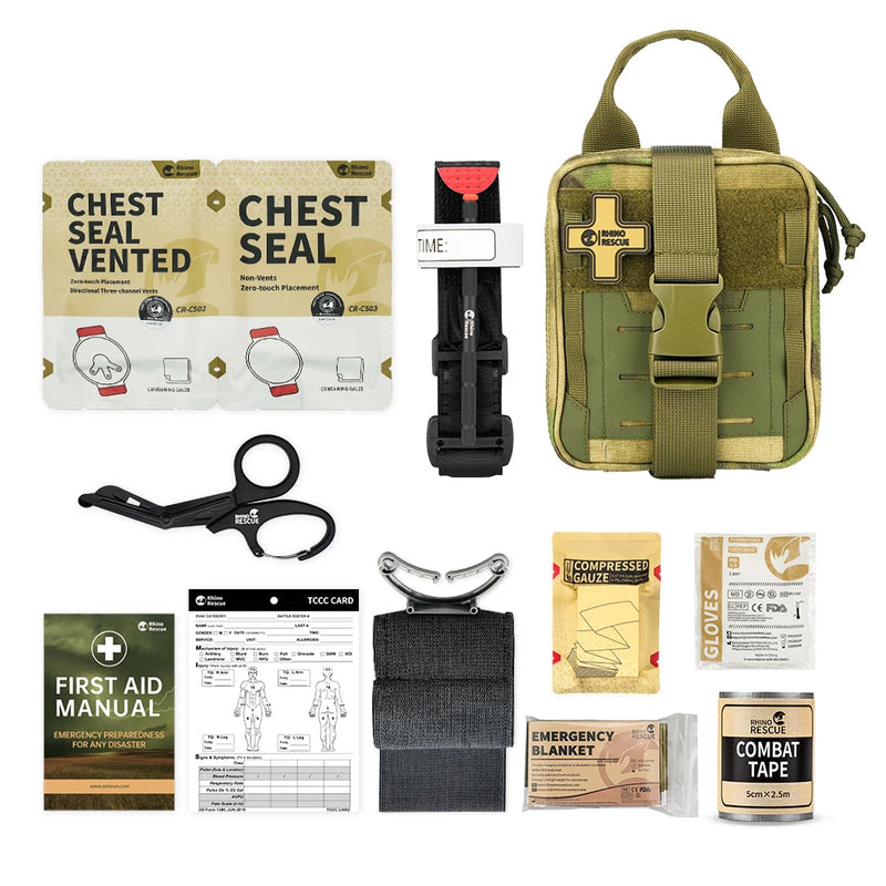Kit Pronto Soccorso Tattico RHINO RESCUE – EDC Pouch Molle Survival Trauma Kit per Campeggio e Outdoor - Campeda