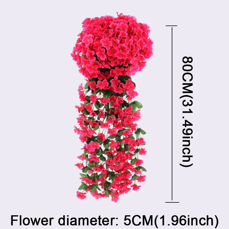 Ghirlanda di Fiori Artificiali Pendenti 90/80 CM Decorazione floreale elegante per casa, giardino, matrimoni ed eventi