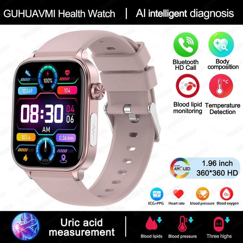 AI Diagnosi Lipidi nel sangue Acido urico Test di composizione corporea Smart Watch - Pink - immagine 2