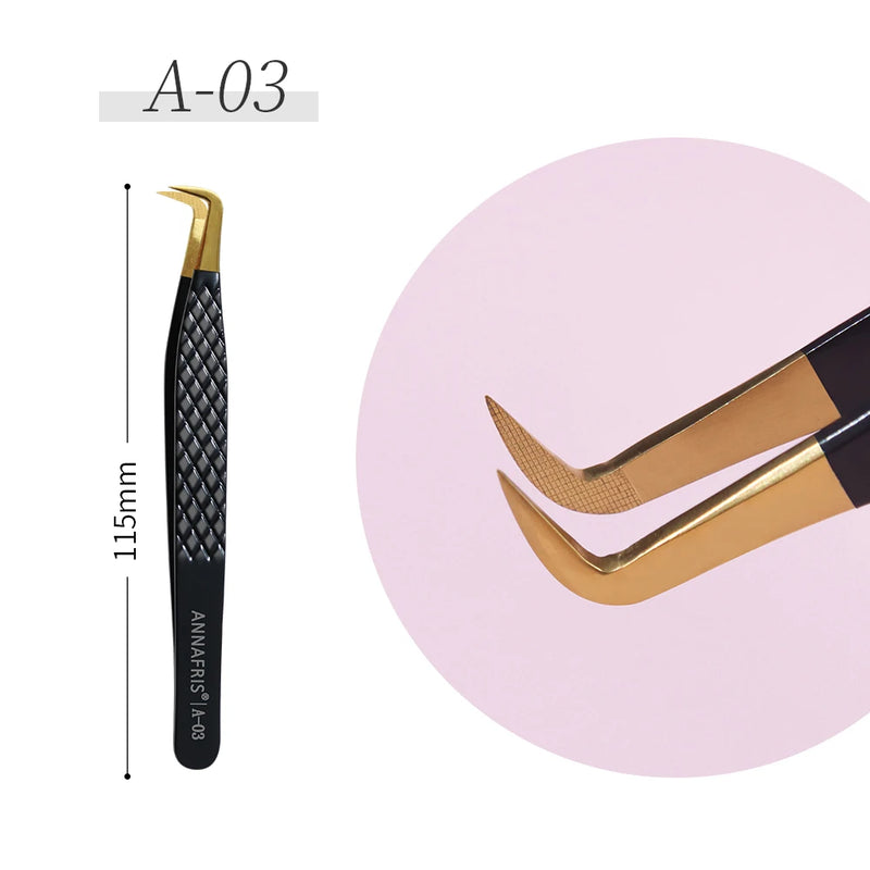 ANNAFRIS Pinzette per ciglia con punta in fibra di fascia alta acciaio inossidabile - A03 Lash Tweezer - immagine 4