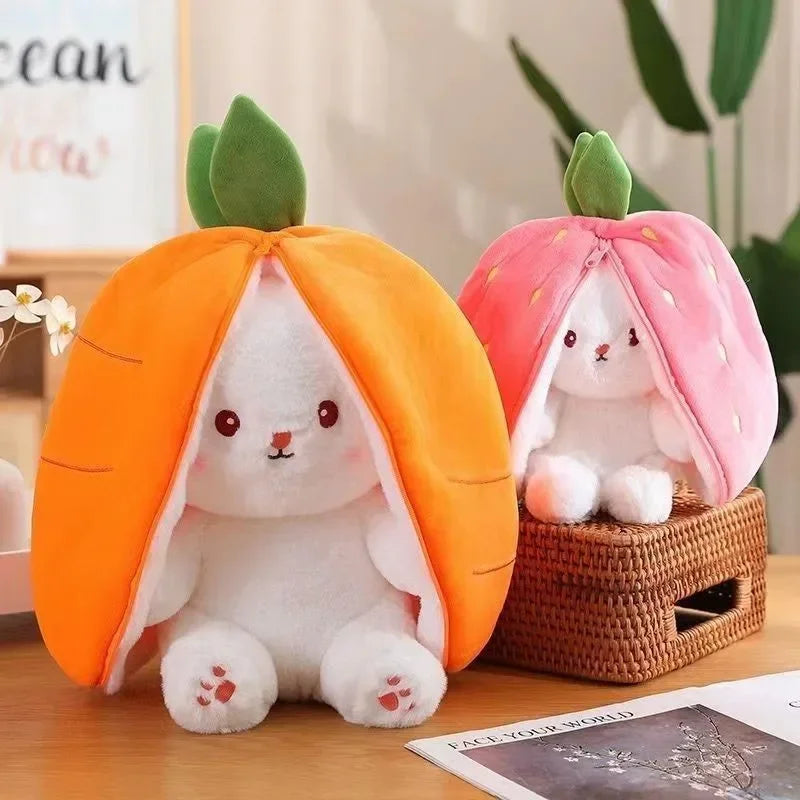 Coniglio peluche fragola carota 25 cm farcito creativo per bambini, regalo di compleanno coccoloso
