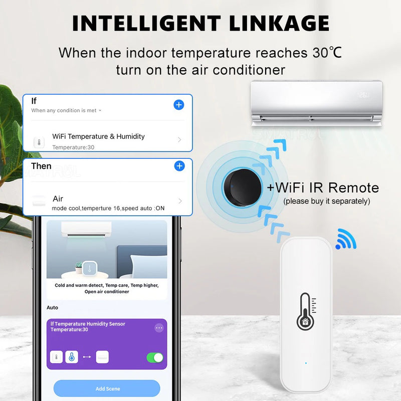 Tuya Zigbee o WiFi Sensore di umidità della temperatura Termometro connesso per la casa compatibile con Smart Life Alexa Google Assistant
