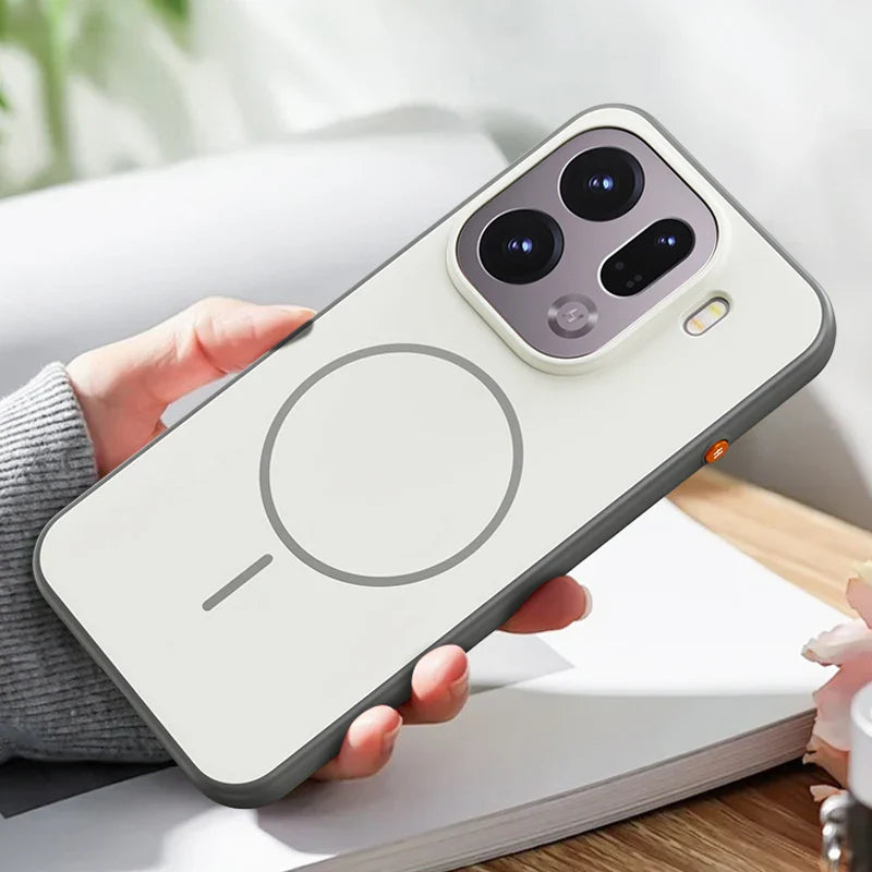 Per OPPO Find X9 X9 Pro Custodia magnetica doppio colore opaca PC + TPU Skin Feel Cover posteriore con pulsante in metallo per Find X 9 - Campeda