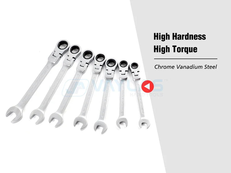 Chiave combinata lucida opaca da 8-19 mm Testa flessibile 72T Cricchetto e estremità aperta Chiave a coppia elevata Utensili manuali di riparazione Chiavi a cricchetto