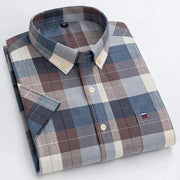 Camicia Oxford da uomo Bamboople – maniche corte, traspirante, casual business, plaid, estate e primavera - Campeda