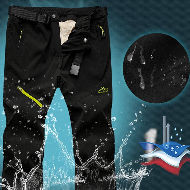 Pantaloni invernali spessi e caldi da esterno lunghi tattici impermeabili uomo - immagine 2