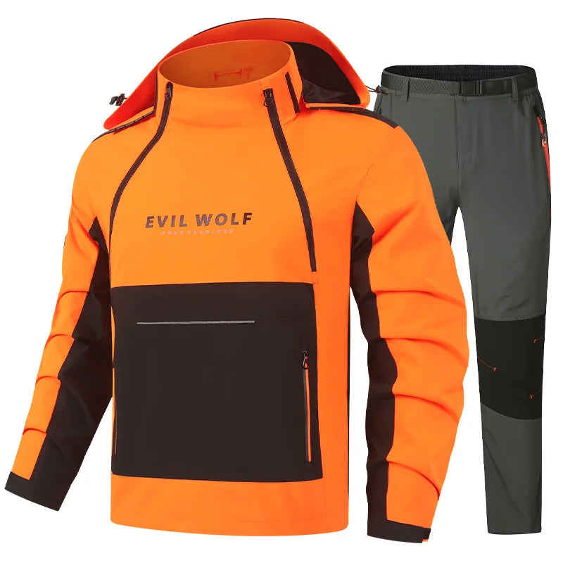 Completo Impermeabile per Moto Giacca e Pantaloni Antipioggia - Orange M - immagine 11