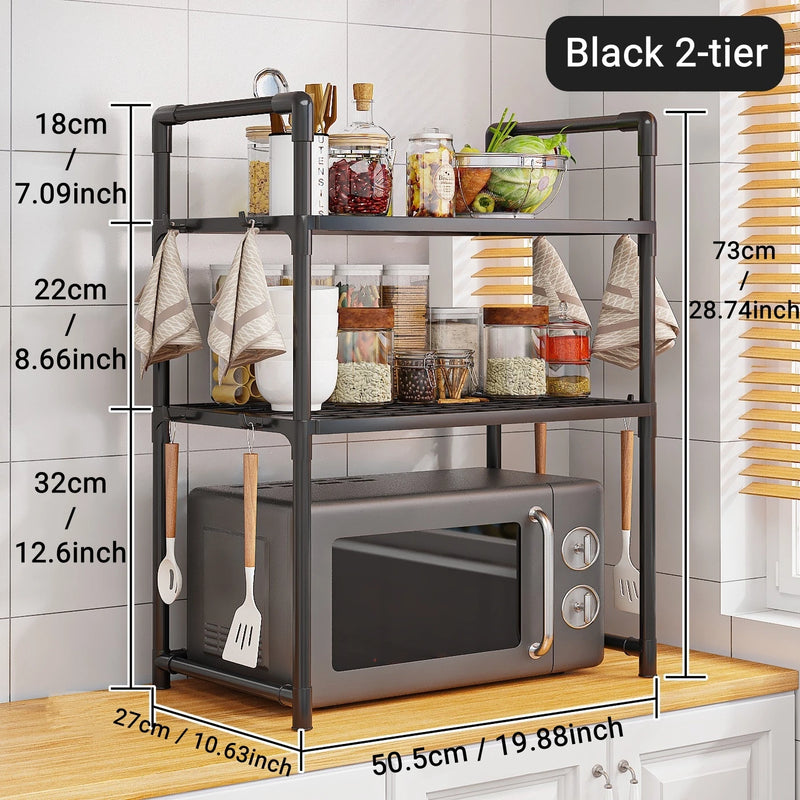 Scaffale portaoggetti per forno a microonde da 1 pezzo, organizer per stoviglie per utensili da cucina da appoggio salvaspazio, ripiano in plastica per accessori da cucina