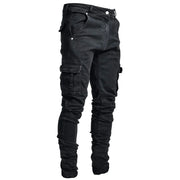 Jeans cargo da uomo Tsingyi in denim elasticizzato – slim fit a vita media, multitasche, casual primavera/autunno - Campeda