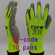 10 paia di guanti da lavoro rivestiti in PU: sicurezza leggeri e durevoli - XL-code 10pairs - immagine 2