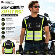 Gilet Riflettente da Moto Traspirante Protezione di Sicurezza Anti-Caduta