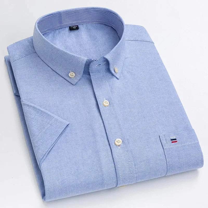 Camicia Oxford da uomo Bamboople – maniche corte, traspirante, casual business, plaid, estate e primavera - Campeda