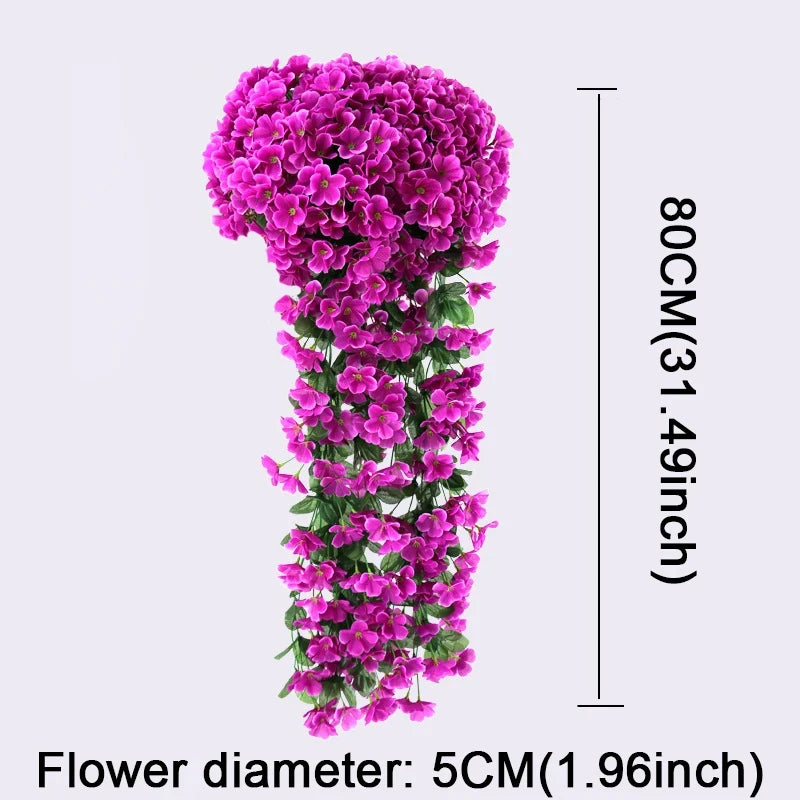 Ghirlanda di Fiori Artificiali Pendenti 90/80 CM Decorazione floreale elegante per casa, giardino, matrimoni ed eventi