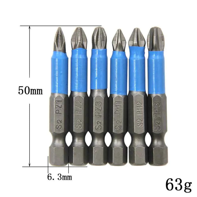 6 pz manico esagonale cacciavite elettrico antiscivolo per la lavorazione del legno cacciavite a croce Set di strumenti PH1 PH2 PH3 PZ1 PZ2 PZ3