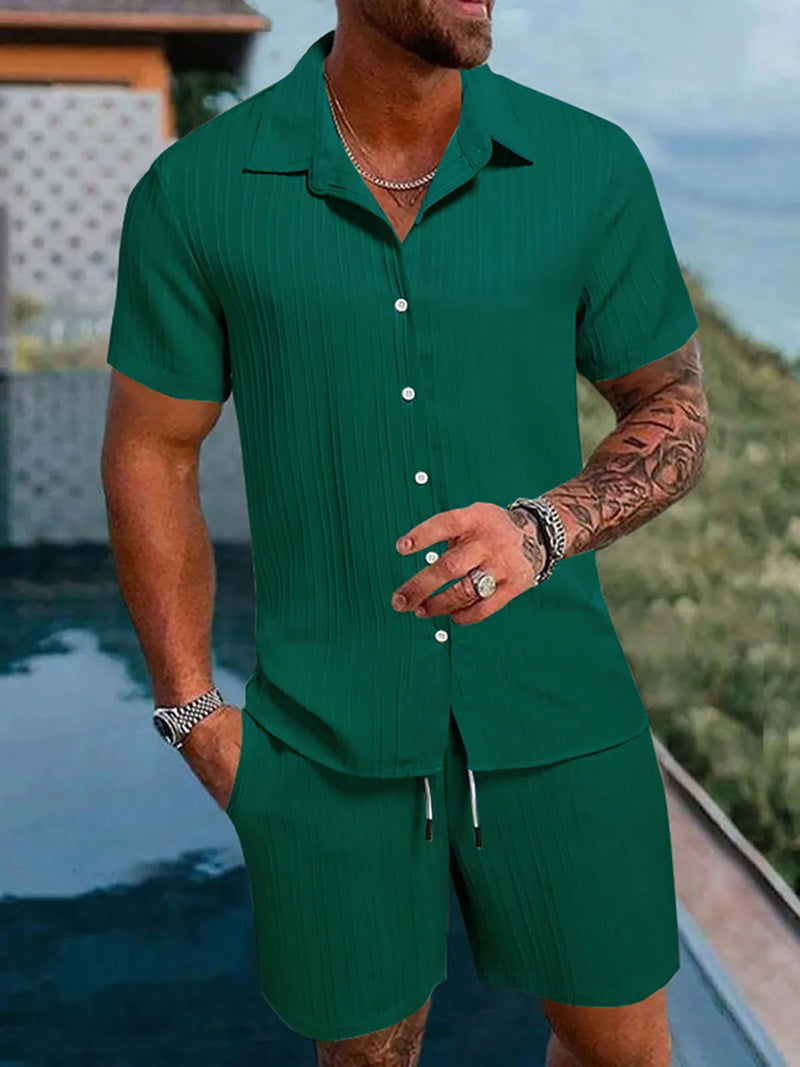 Tuta sportiva uomo 2 pezzi – polo maniche corte e pantaloncini a coulisse leggeri per primavera ed estate