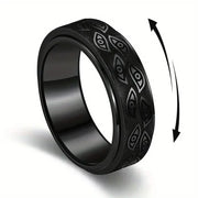Anelli Spinner in acciaio inossidabile antistress per uomo Intagliato Demon Eye Girevole Fidget Ansia Anello congiunto Gioielli Bague Homme - Campeda
