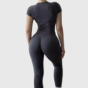 Set fitness donna 2 pezzi Histello – top attillato e leggings a costine seamless per yoga, palestra e allenamento - Campeda