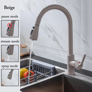 Rubinetto da cucina nero Estraibile Lavello Miscelatore per spruzzatore a flusso - CF04043YMWM Beige - immagine 10