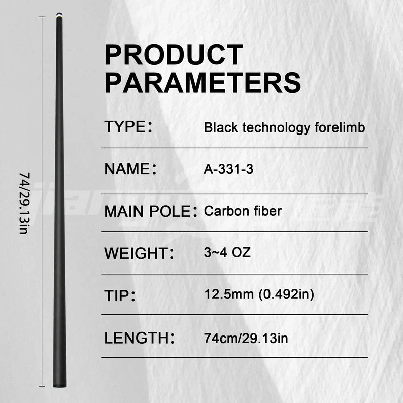 Punta Stecca Biliardo 12,5 mm in Fibra di Carbonio 3/8×8 – Avambraccio Professionale High Performance - Campeda