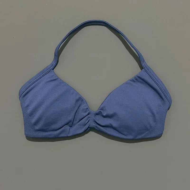 Reggiseno sportivo con spalline Intimo yoga Donna Palestra Top Corsa Esercizio senza - Blue Gray - immagine 27