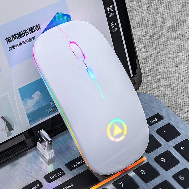 Mouse wireless ricaricabile silenzioso retroilluminato a LED Mouse PC Laptop Computer Mous Ricevitore 2.4Ghz Mouse ottici