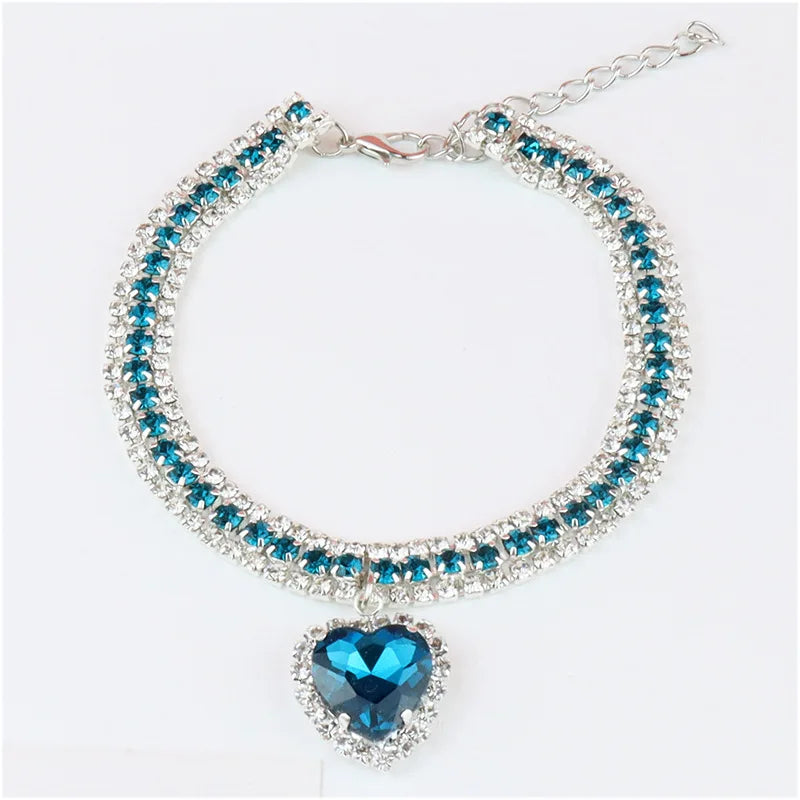 Simpatico collare per gatti di lusso Collana regolabile Ciondolo a cuore - Blue Neck 10-20cm - immagine 10
