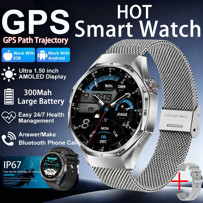 Nuovi Smart Watches6 Max GPS AMOLED Monitoraggio della frequenza cardiaca di fascia alta Chiamata Bluetooth Smartwatch sportivo da uomo impermeabile per Android IOS