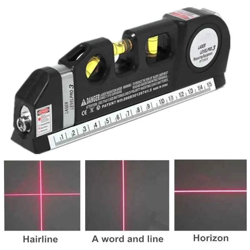 HOMEFISH Strumento di linea di livello laser facile da usare Kit di livello laser multiuso Linea trasversale standard Lase 8 piedi Nastro di misurazione Righello