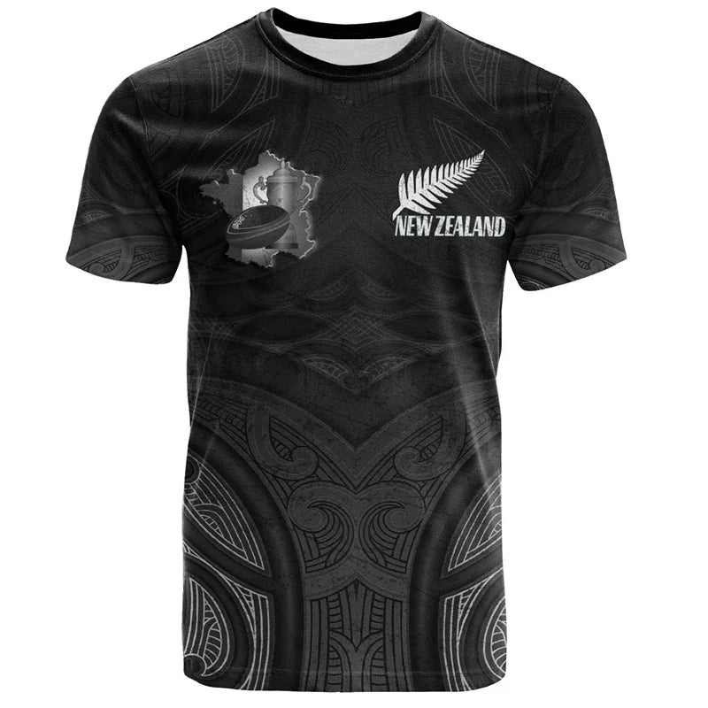 3D Zelanda Maori Palla da rugby Stampa T Shirt Sport Fitness T-shirt ad - immagine 2