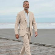 Completo da uomo in lino casual due pezzi per spiaggia - immagine 5