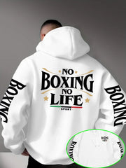 Felpa con Cappuccio da Uomo per Boxe Stampa Grafica sul Retro 'No Boxing - 1 S(US 36) - immagine 7