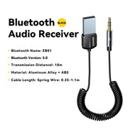 Essager USB Bluetooth 5.0 Ricevitore Adattatore Aux per auto Jack da 3 - immagine 9
