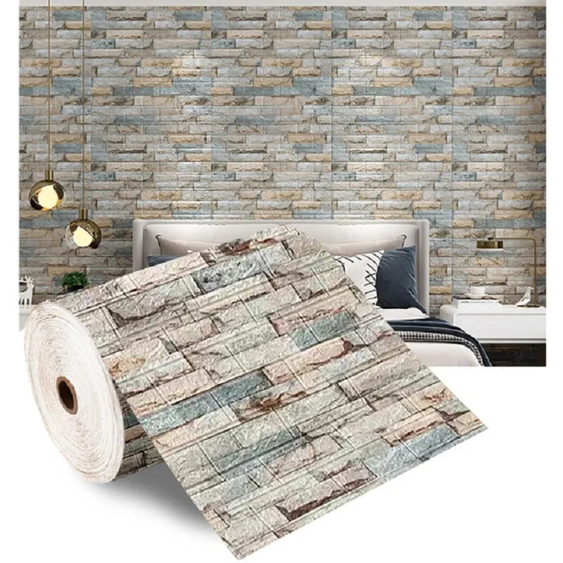 Carta da Parati 3D Effetto Mattone Autoadesiva in Schiuma Impermeabile per Decorazione Casa e Rivestimento Pareti