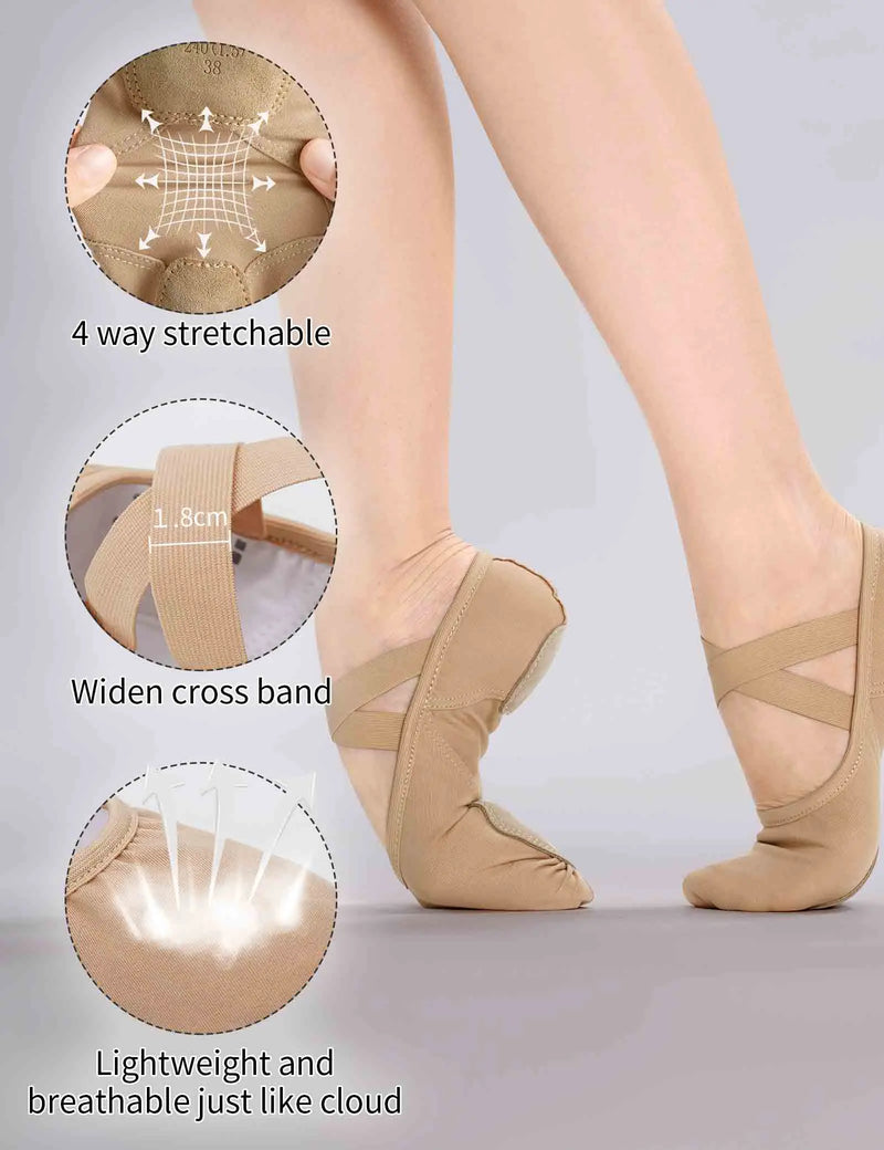 Scarpe da Balletto Professionali Donna Ultra Elastiche – Ultraleggere con Suola Morbida Antiscivolo