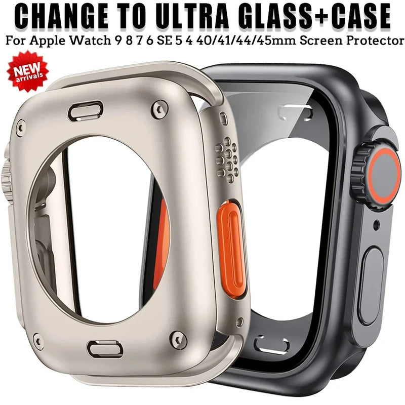 Custodia protettiva per schermo per Apple Watch 45mm 44mm 40mm 41mm Custodia rigida per paraurti anteriore posteriore per PC iwatch 9 8 7 SE 6 5 4 Cambia in Ultra - Campeda
