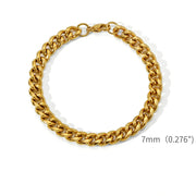 Bracciale da uomo a catena cubana in acciaio inossidabile color oro Bracciale retrò semplice per le donne Accessori di tendenza per gioielli Hip Hop Regalo - Campeda