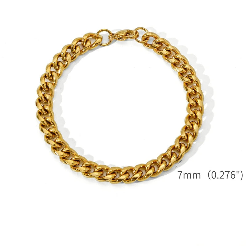 Bracciale da uomo a catena cubana in acciaio inossidabile color oro Bracciale retrò semplice per le donne Accessori di tendenza per gioielli Hip Hop Regalo - Campeda