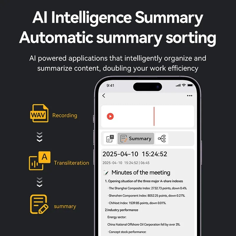 Registratore vocale AI Trascrittura e sommarizzazione con audio ChatGPT Dispositivo - immagine 4