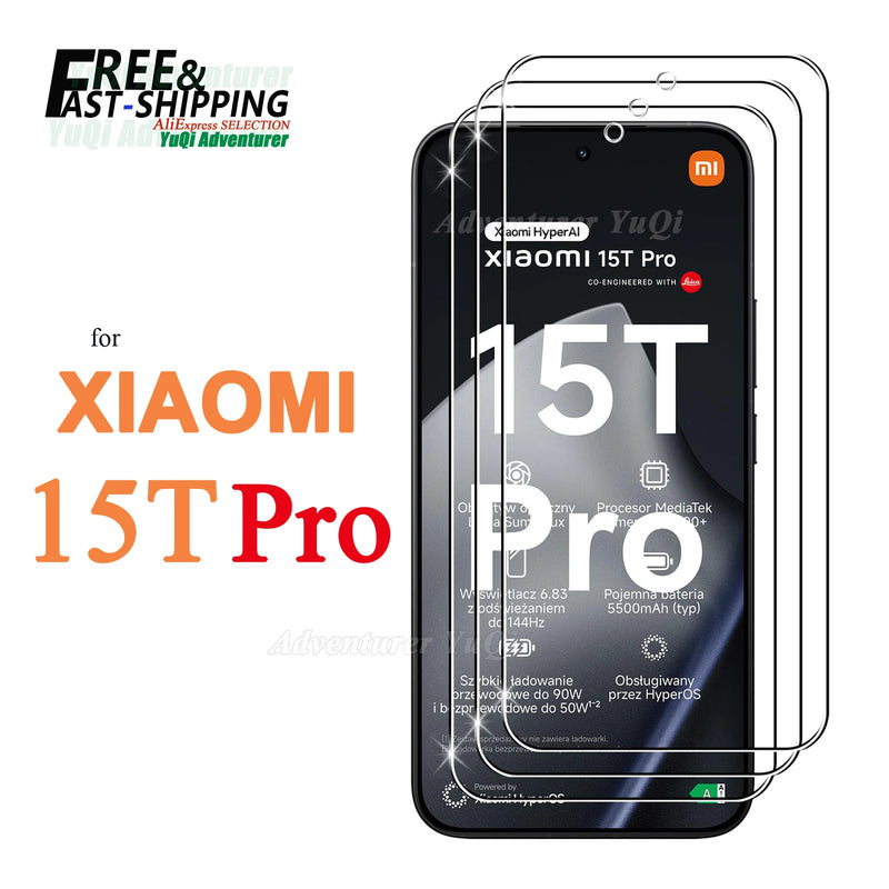 Proteggi schermo per Xiaomi 15T Pro Vetro temperato HD 9H Custodia trasparente antigraffio