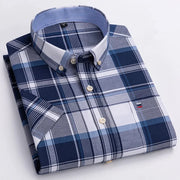 Camicia Oxford da uomo Bamboople – maniche corte, traspirante, casual business, plaid, estate e primavera - Campeda